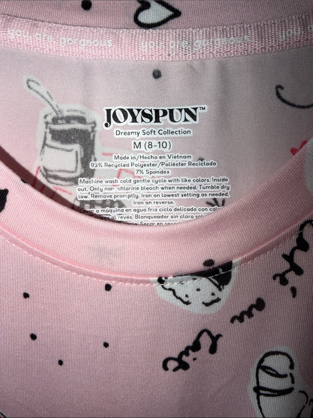 Women's Pink Short-Sleeve Pajama Set with Playful Print - Picture 3 of 3
